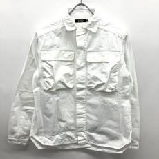 ロロ/フラップポケットシャツ/エルボーパッチ/ホワイト