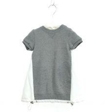 サカイ/sacai/異素材切替半袖ワンピース/スウェット×シャツ/ドローコード/サイズ2