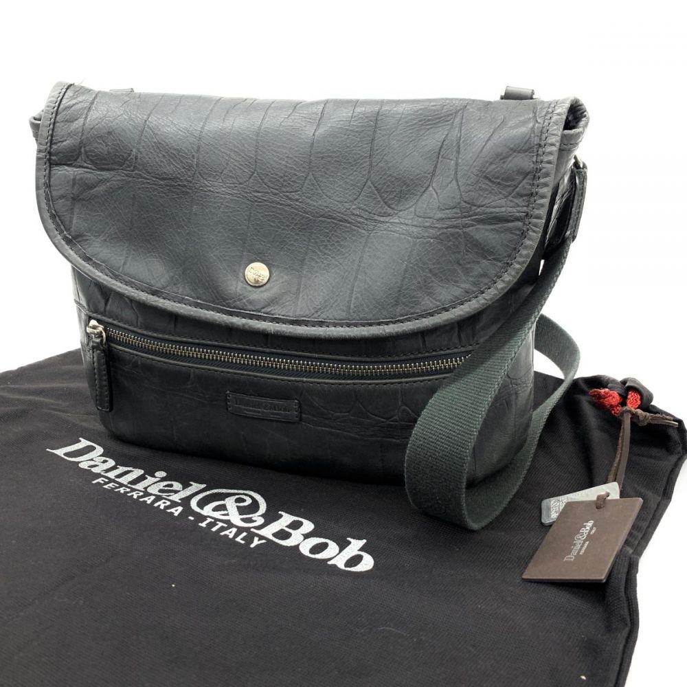 【極美品】 ダニエルアンドボブ メッセンジャーバッグ クロコ型押し 黒 保存袋