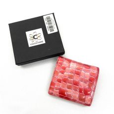 コッコフィオーレ/二つ折り財布/クロコ型押し/エナメル/ピンク