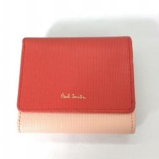 ポールスミス/三つ折り財布/PVC/レッド×ピンク
