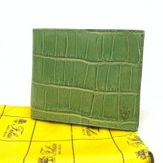 フェリージ/二つ折り財布/クロコ型押し/レザー/グリーン