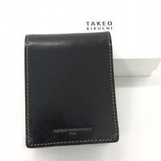 タケオキクチ/二つ折り財布/レザー/ブラック