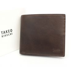 タケオキクチ/二つ折り財布/レザー/ブラウン
