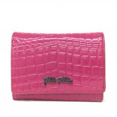 フォリフォリ/二つ折り財布/クロコ型押し/PVC/ピンク
