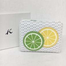 キタムラ/二つ折り財布/フルーツアップリケ付/レザー/ホワイト