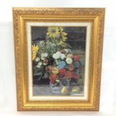 ルノアール/立体複製画/「花瓶の中の花」/額装（サイズ58.5×48.5cm）