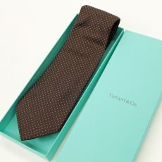TIFFANY＆Co. ティファニーブルードット柄シルクネクタイ 箱付き イタリア製