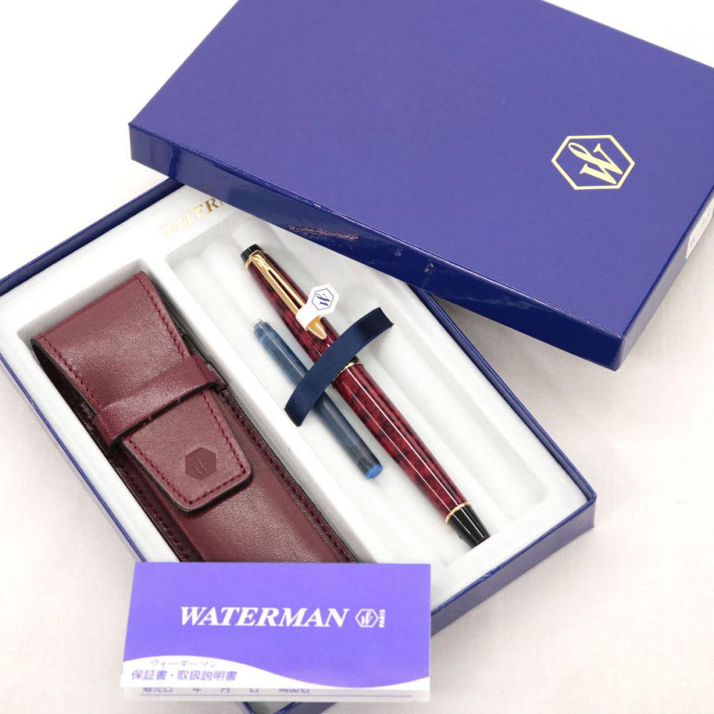 WATERMAN ウォーターマン 万年筆 ペンケース付き red /赤/レッドの高価 ...