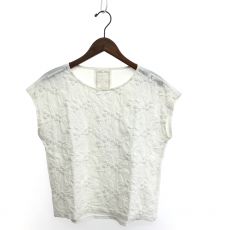 ビアズリー/フロント刺繍フレンチカットソー/ホワイト
