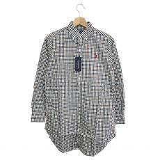 ジムフレックス/長袖ロングシャツ/チュニック/ギンガムチェック/J-0873/ネイビー×ブラウン/サイズ14/定価￥11.340