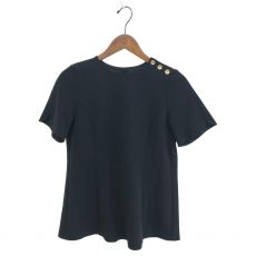 ブルーレーベルクレストブリッジ/ジョーゼットジャージートップス/ブラウス/チェック/Aライン/チュール/ブラック/55J18-171-09/サイズ36