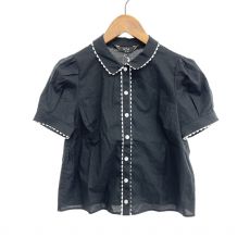 トゥービーバイアニエスベー/半袖ブラウス/ウェーブテープ/ブラック/サイズ36/定価￥14.000