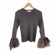 アプワイザーリッシェ/袖チュールフレアニット/24AW/ブラウン/サイズ2/定価￥16.500