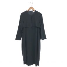 エンフォルド/PEダブルクロスノーカラードレス/ロングワンピース/ブラック/サイズ36/定価￥35.200/オケージョン