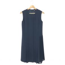 セオリー/CLASSIC　CREPE　PLEATED　DAY　DRESS/2023SS/ノースリーブワンピース/ネイビー/サイズ4/オケージョン
