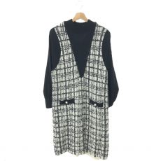 ダイアグラム/ツイードレイヤードニットワンピース/22AW/0322433123/定価￥36300/ブラック×ホワイト