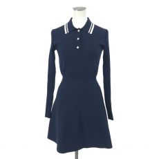 トリーバーチ/23年ニットワンピース/ロゴボタン/10006318/ネイビー