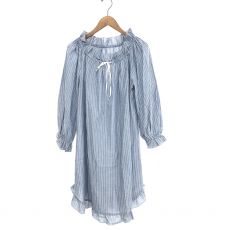 ナナデコール/チェリーブロッサムドレス/ストライプ/ルームウェア/フリル/ワンピース/ブルー/定価￥26.400