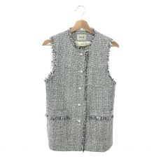 アダムエロペ/ベスト/ミックスツイード ノーカラージレベスト/24SS/パールモチーフ/セレモニー/入学式/入園式