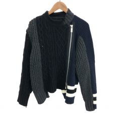 サカイ/ライダースニットブルゾン/ジップアップ/クレイジーパターン/18AW/18-04025