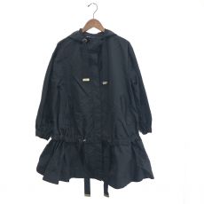 ランバンオンブルー/22年コート/ナイロンツイルミドルコートブラック/スレ