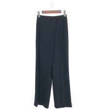 エストネーション/バックサテンジョーゼットラップパンツ/23SS/ブラック/右裾ホツレ有