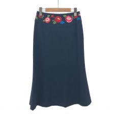 ケイタマルヤマ/刺繍フレアスカート/ネイビー