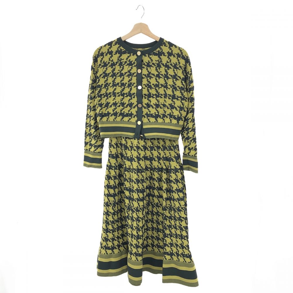 ダイアグラム/セットアップ/ハウンドトゥースニットカーディガン×スカート/22AW/定価28600円・30800円/若干ツレ