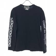 CDG コムデギャルソン/長袖カットソー/袖プリント/SZ-T007/ブラック