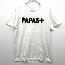 パパス/半袖カットソー/ロゴ/ホワイト/使用感