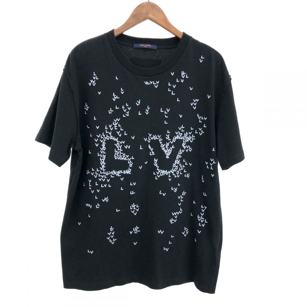 ルイヴィトン/半袖カットソー/Tシャツ/LVスプレッドエンブロイダリー/LVロゴ/ブラック