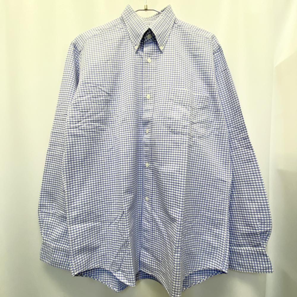 エルメス/長袖BDシャツ/セリエ釦/ギンガムチェック/ブルー