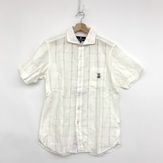 サイコバニー/半袖チェックシャツ/ワンポイント/ホワイト