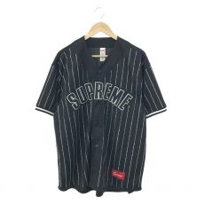 シュプリーム/ベースボールシャツ/22SS/ストライプ/ラインストーン/Rhinestone Stripe Baseball Jersey/ブラック