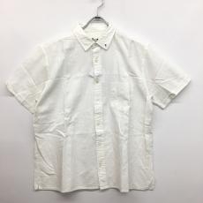 パパス/半袖シャツ/刺繍/コットンリネン/ホワイト/小汚れ