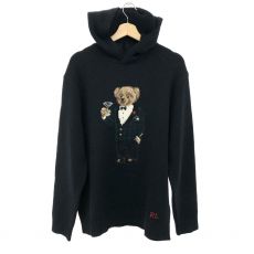 ポロラルフローレン/フード付きニット/ポロベア/ブラック/品質タグ欠品