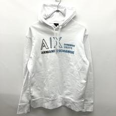 アルマーニエクスチェンジ/AXロゴプルオーバーパーカー/22年/ホワイト/襟薄汚れ