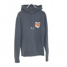 メゾンキツネ/プルオーバーパーカー/ Large Velvet Fox Head Patch Hoodie/FU00384KM0001/ブラック/使用感