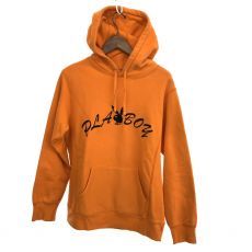 シュプリーム×プレイボーイ/プルオーバーパーカー/PLAYBOY HOODED SWEAT/オレンジ/汚れ