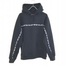 シュプリーム/プルオーバーパーカー/text stripe hooded Sweatshirt/使用感・ポケット部分小傷