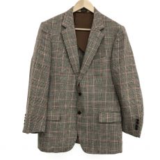 ポールスチュアート/テーラードジャケット/グレンチェック/scottish cloth/ウールシルクリネン/ブラウン