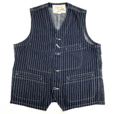 シュガーケーン/ワークベスト/ストライプ/9oz. WABASH STRIPE WORK VEST/ネイビー/