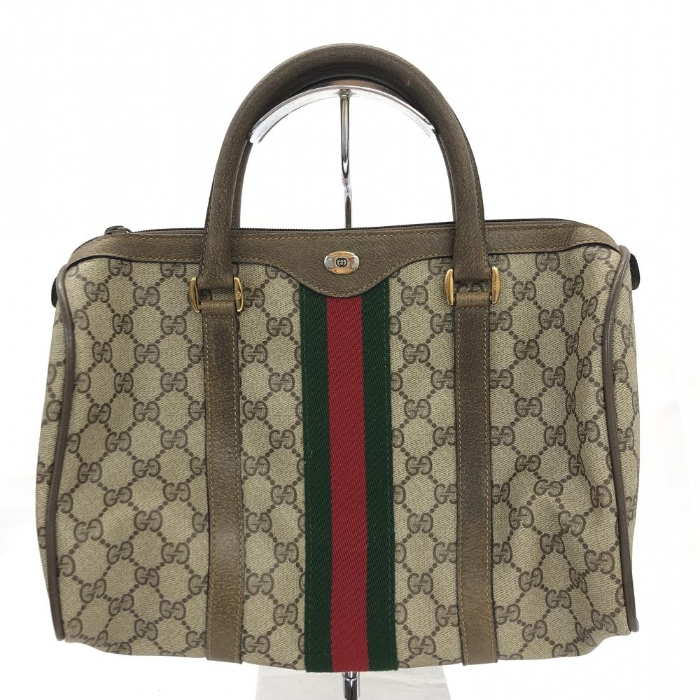 美品】GUCCI トートバッグ シェリーライン GGキャンバス ベージュ-