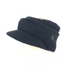 ダックスロンドン/ニットキャップ/ハウスチェック/中央帽子/日本製/ウール×ナイロン/ブラック