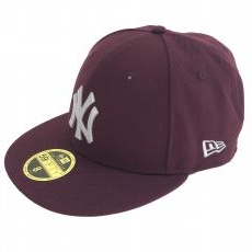 ニューエラ/キャップ/59fifty/ニューヨークヤンキース/ワインレッド/若干汚れ有