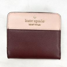 ケイトスペード/二つ折り財布/レザー/ピンク×ボルドー