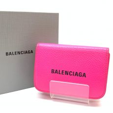 バレンシアガ/三つ折りコンパクト財布/エブリデイ/レザー/ピンク