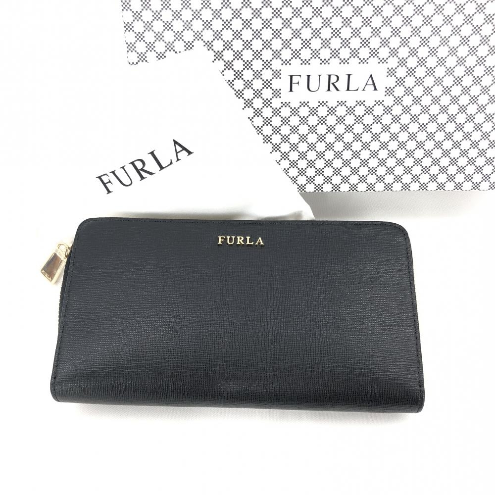 フルラ/ラウンドファスナー長財布/ブラック/箱×保存袋の高価買取