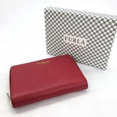 フルラ/二つ折り財布/PVC/レッド